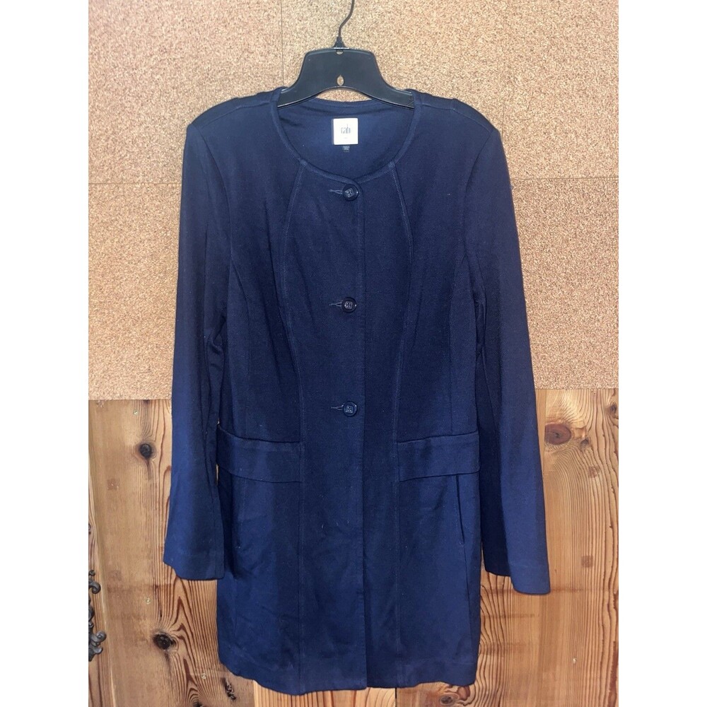 Cabi # 5093 Lido Jacket Navy Blue Button Up Mid-Length Coat Size M